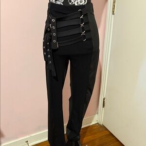 Chic Me Black Women's Trousers with Belt Accents